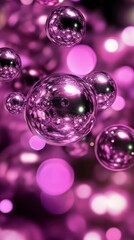 Purple Reflective Spheres. A mesmerizing digital art piece showcasing a captivating interplay of purple spheres and bokeh effects.  A stunning visual representation of abstract design.