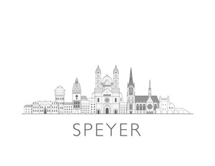 Fototapeta premium Speyer Germany skyline cityscape vector illustration