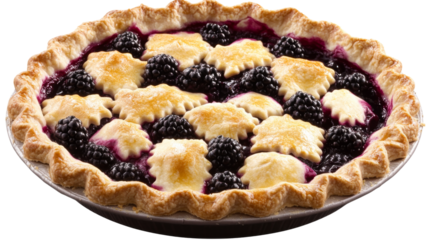 Sweet blackberry cobbler pie, isolated on transparent or white background