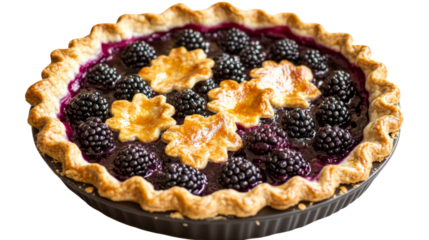 Sweet blackberry cobbler pie, isolated on transparent or white background
