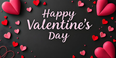 valentine celebration theme, with the text Happy Valentine's Day on a dark background