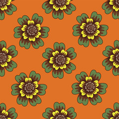 Cute hand drawn floral seamless pattern background