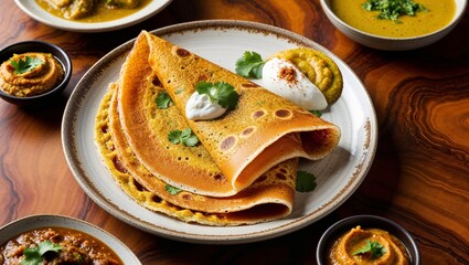Artisanal South Asian Flatbreads with Colorful Accompaniments in Rich Tones