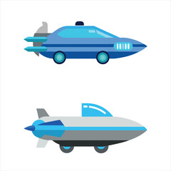 Futuristic Hover Car Vector with Sleek Design and Electric Blue Glow
