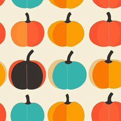 Bright abstract style minimalist seamless bold colored pumpkins - seamless repeating tile