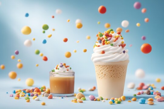 Deliciosos conos de helado con crema y chispas de colores que alegran el d&iacute;a