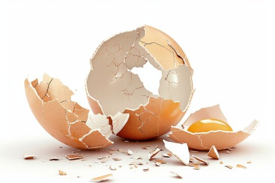 Broken egg shells with yolk exposed
