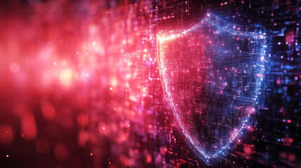 Fototapeta premium Digital shield glowing in cybernetic space network security concept