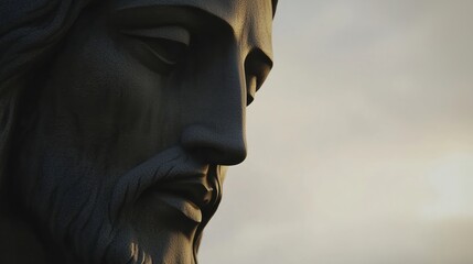 A Close up of the Face of a Statue of Jesus - Generative AI