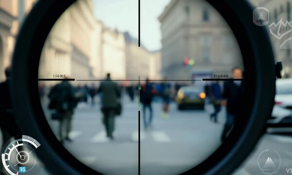 Sniper Scope View: City Street Action