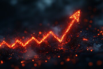 Abstract financial graph with uptrend line and arrows in stock market, Finance concept and business