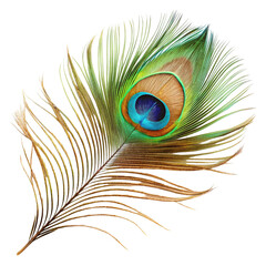 Obraz premium Peacock feather isolated on transparent background 