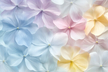 Naklejka premium Pastel floral pattern featuring multiple simple flower shapes for a soft and calming design