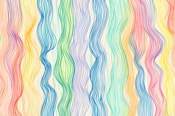 Playful doodle pattern featuring colorful lines and minimalist shapes for a childlike aesthetic