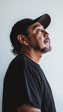 Perfil de hombre mexicano con gorra 