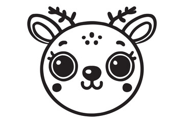 Cute cartoon reindeer face line art