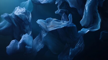 Fototapeta premium Organic flowing blue textures in abstract fluid motion design