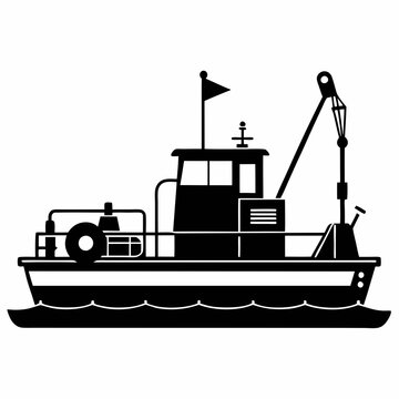 recommend clip art: Minimalist Suction Dredger Silhouette Vector