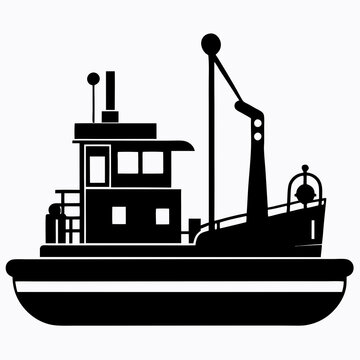 black fishing boat silhouette clip art preview