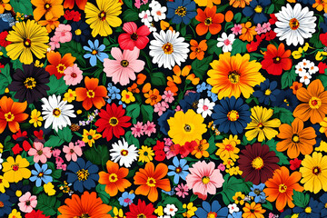Seamless exotic floral pattern featuring bold, flat-