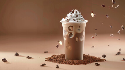 chocolate ice cream with chocolate, iced mocha latte