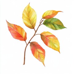 Fototapeta premium A vibrant illustration of autumn leaves displaying shades of orange, yellow, and green.