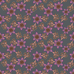 Wallpaper in the style of Baroque. Seamless vector background. Set of colored floral ornament. Graphic pattern for fabric, wallpaper, packaging
