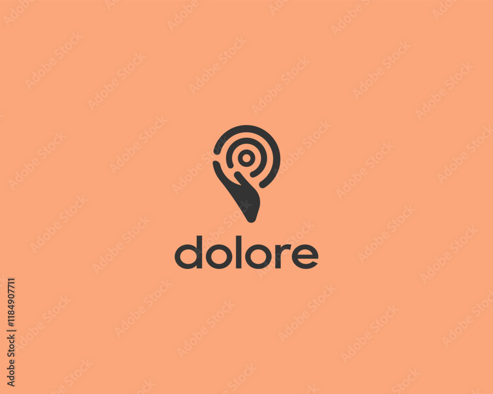 Poster abstract target in hand logo. creative dartboard goal minimalist style vector logotype. focus or poi