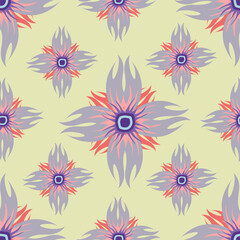 Hand drawn seamless cute floral pattern. Abstract floral print. Cute trendy design with hearts. Seamless heart print.