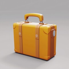 A vibrant yellow suitcase with a sleek handle, perfect for travel or adventure.