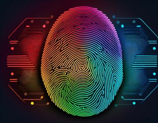 colorful fingerprint finger print  illustration - obrazy, fototapety, plakaty