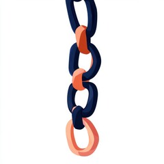 Colorful abstract chain links featuring various shades of blue and coral.