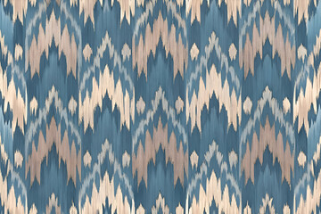 Stylish Ikat Pattern in Blue and Beige.