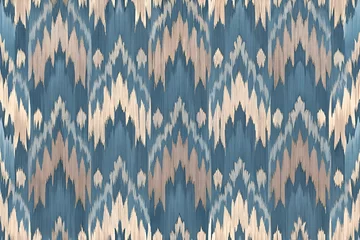 Poster Stylish Ikat Pattern in Blue and Beige.