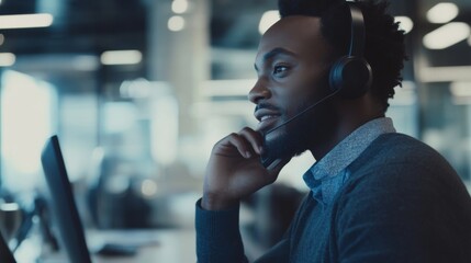 Focused Customer Service Representative in a Modern Office