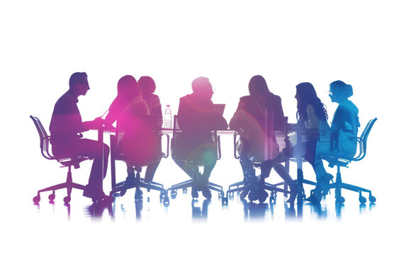 A Modern Office Space with a Team of Professionals Collaborating Isolated on Transparent Background PNG