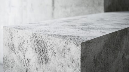 Close-up of a light gray concrete edge with a rough textured surface and minimalist design