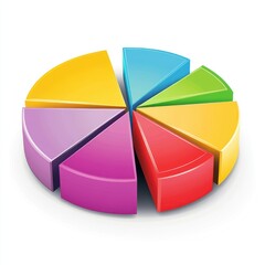 Obraz premium Colorful pie chart representing data distribution in a modern style.