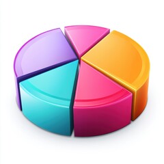 Obraz premium Colorful pie chart symbolizing data representation and analysis.