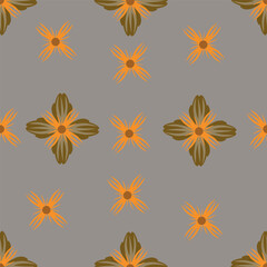 Hand drawn seamless cute floral pattern. Abstract floral print. Cute trendy design with hearts. Seamless heart print.