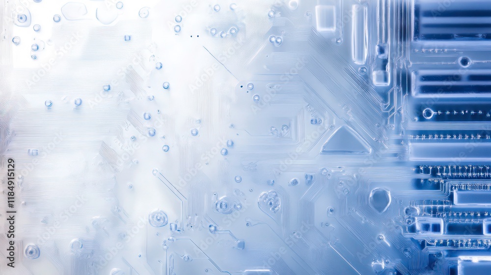 Poster Abstract close-up of a circuit board with blurred background showing technological details and patterns.