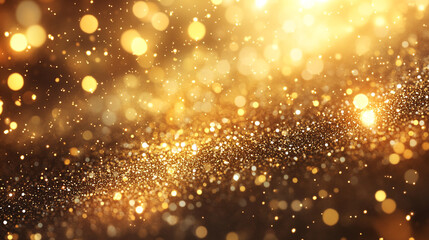 Obraz premium Shimmering gold particles create a magical atmosphere during a festive celebration
