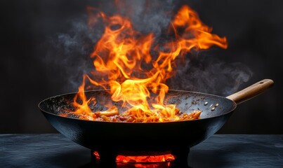 Fiery Stir-Fry in a Wok - The Art of Asian Culinary Techniques.