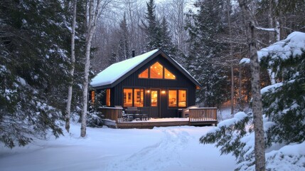 Cozy Cabin Getaway in Snowy Forest: Winter Wonderland Escape