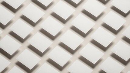 An abstract arrangement of textured white squares on a light background, creating a modern and minimalist aesthetic.