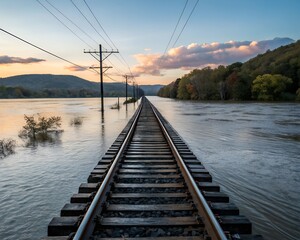 Fototapeta premium railway bridge over the lake