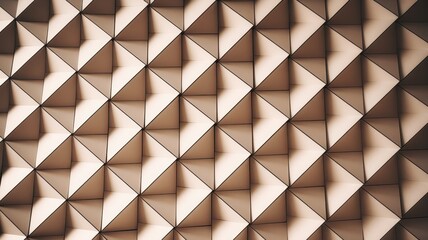 Obraz premium Abstract geometric texture featuring a series of three-dimensional triangular shapes in neutral tones, creating a visually engaging pattern.