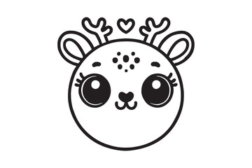 Obraz premium Cute cartoon reindeer face line art
