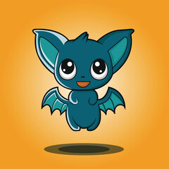 cute the bat cartoon vector