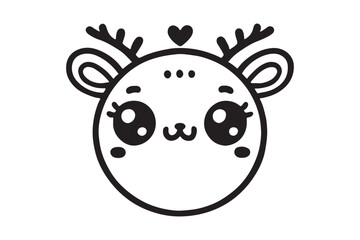 Obraz premium Cute cartoon reindeer face line art